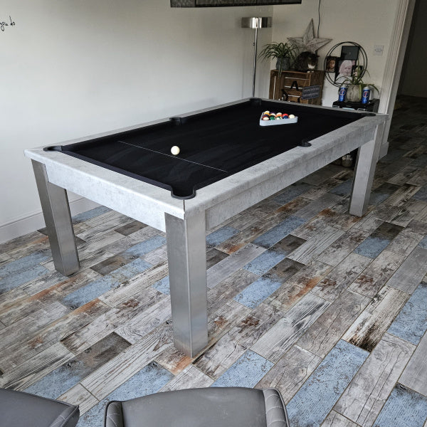 FMF Elixir Pool Dining Table | Chicago Concrete | Strachan 777 Black Cloth