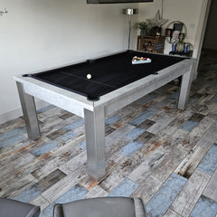 FMF Elixir Pool Dining Table | Chicago Concrete | Strachan 777 Black Cloth