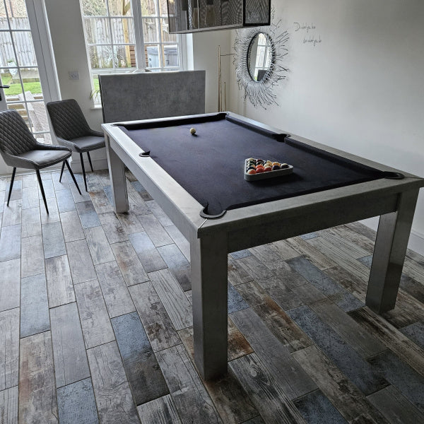 FMF Elixir Pool Dining Table | Chicago Concrete | Strachan 777 Black Cloth