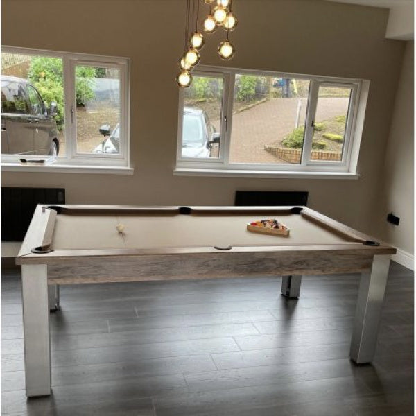 FMF Elixir Pool Dining Table | Distressed Oak | Elite Pro Camel Cloth