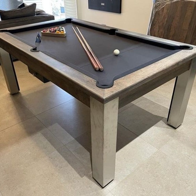FMF Elixir Pool Dining Table | Distressed Oak | Elite Pro Black Cloth