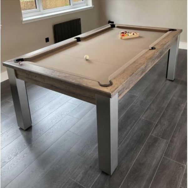FMF Elixir Pool Dining Table | Distressed Oak | Elite Pro Camel Cloth