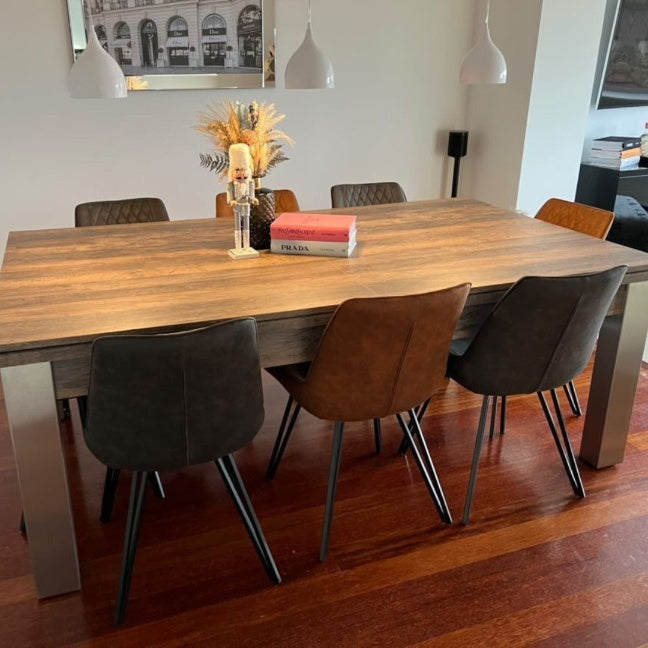 FMF | Elixir Slate Bed Pool Dining Table | Distressed Oak