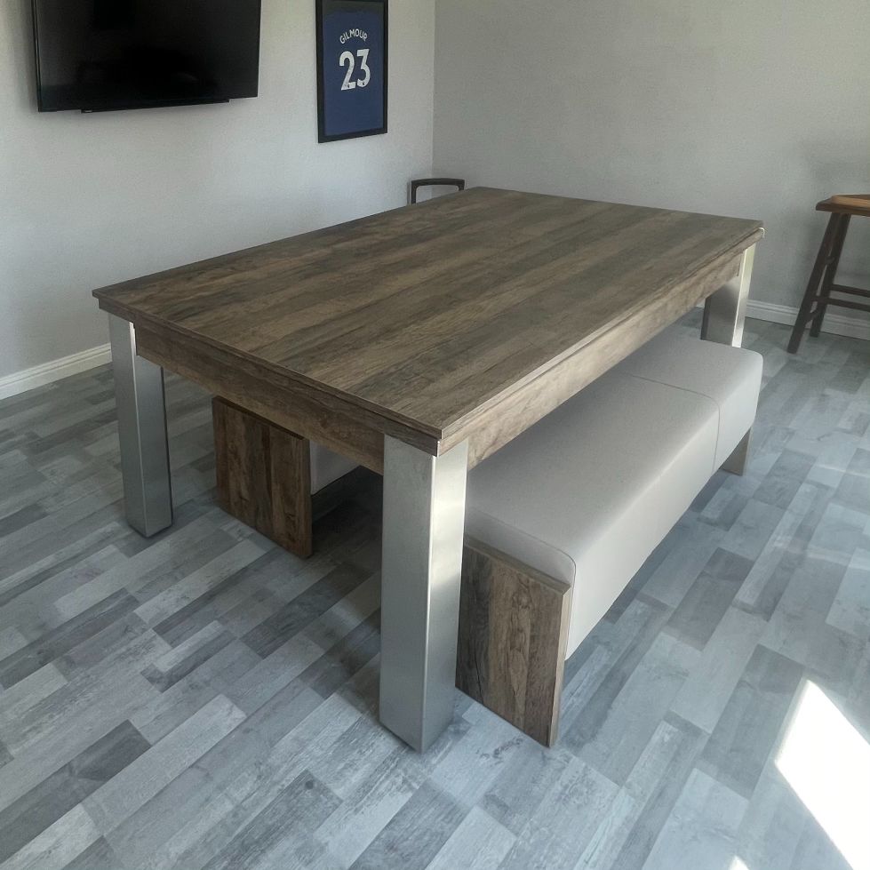 FMF | Elixir Slate Bed Pool Dining Table | Distressed Oak