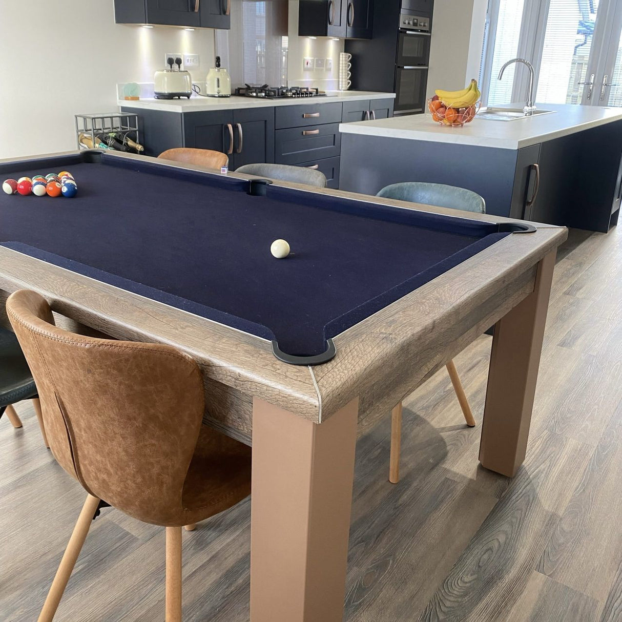 FMF Elixir Pool Dining Table | Distressed Oak | Smart Black Cloth