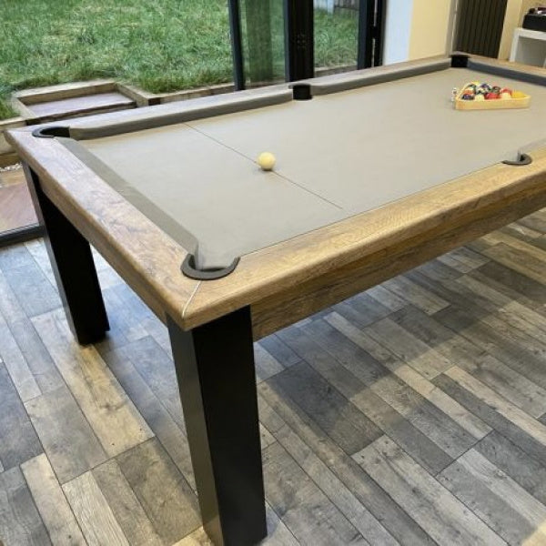FMF Elixir Pool Dining Table | Distressed Oak | Elite Pro Bankers Grey Cloth