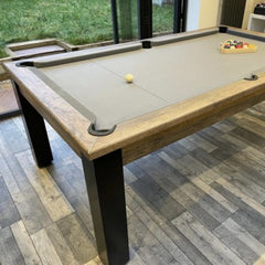 FMF Elixir Pool Dining Table | Distressed Oak | Elite Pro Bankers Grey Cloth