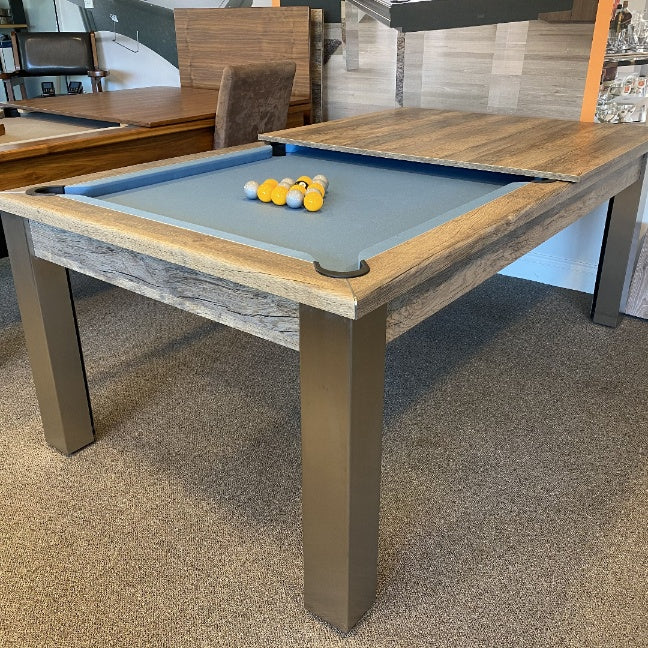 FMF Elixir Pool Dining Table | Distressed Oak | Smart Powder Blue Cloth