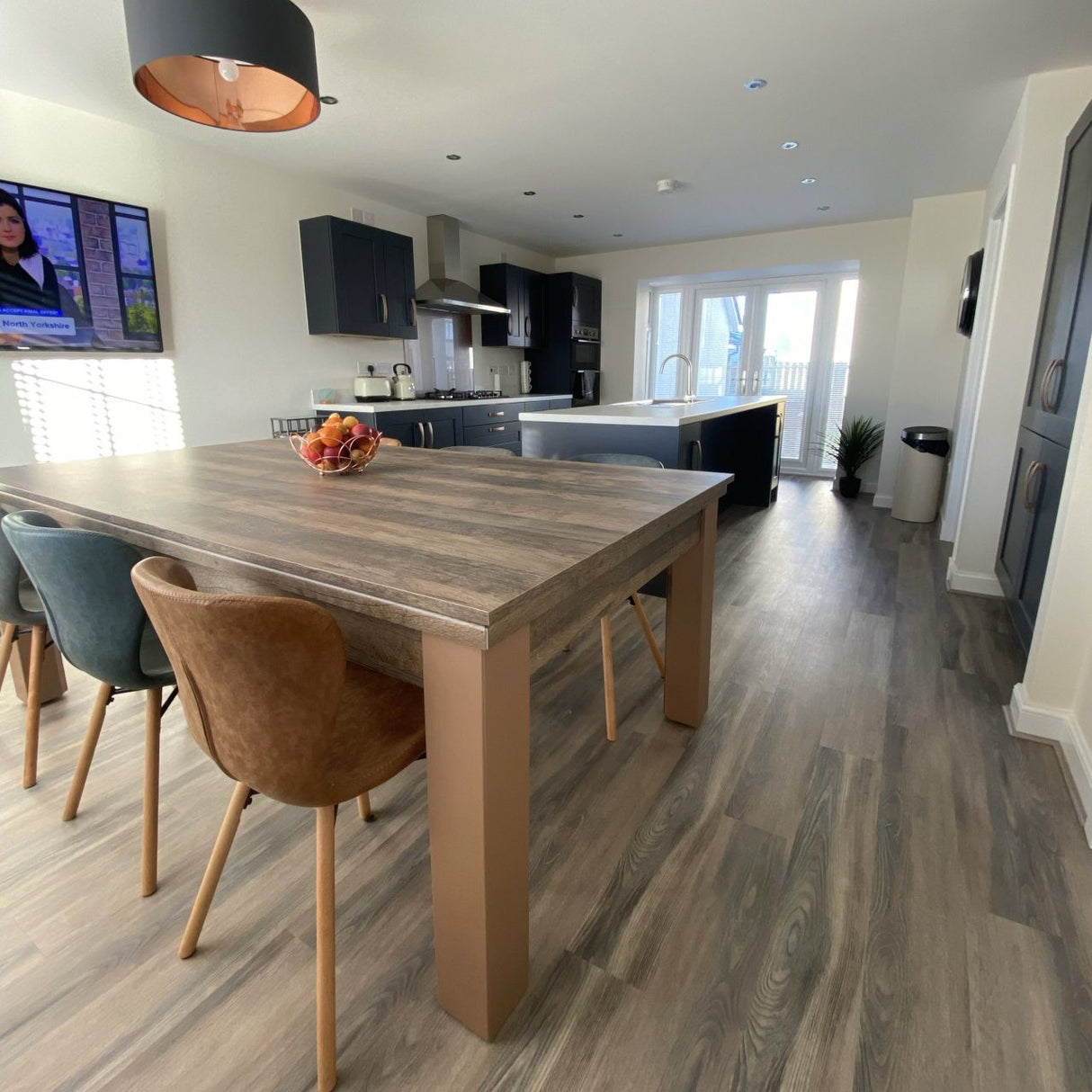 FMF | Elixir Slate Bed Pool Dining Table | Distressed Oak