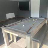 FMF Elixir Pool Dining Table | Distressed Oak | Smart Silver Cloth