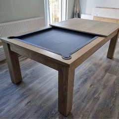 FMF Elixir Pool Dining Table | Grey Oak | Strachan 777 Grey Cloth