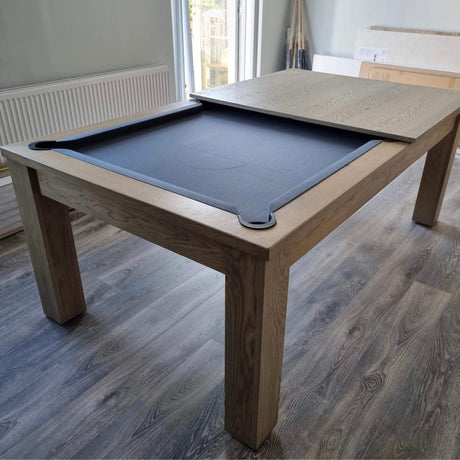 FMF Elixir Pool Dining Table | Grey Oak | Strachan 777 Grey Cloth
