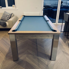 FMF Elixir Pool Dining Table | Grey Oak | Smart Powder Blue Cloth