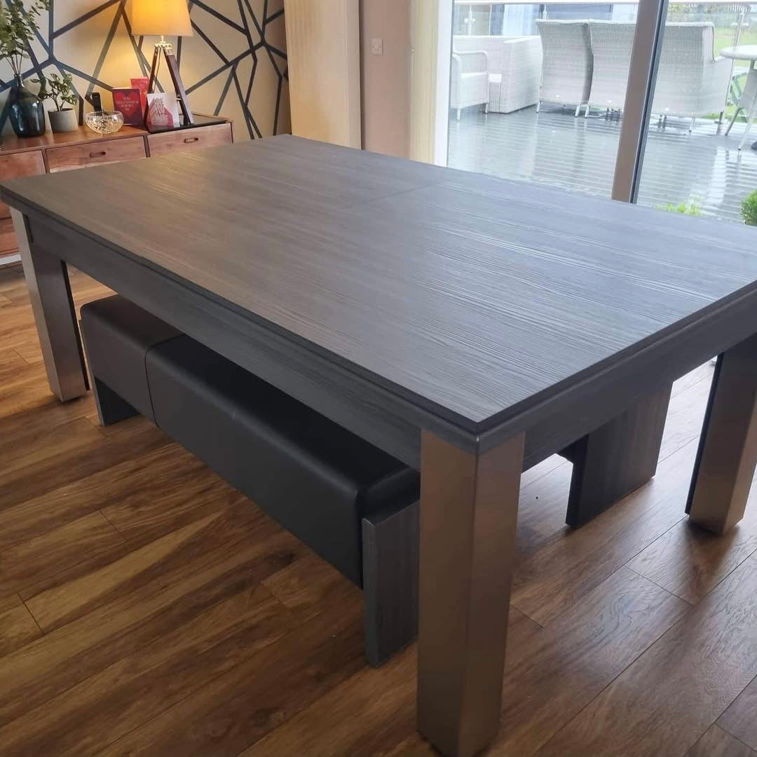 FMF | Elixir Slate Bed Pool Dining Table | Metallic Graphite Grey
