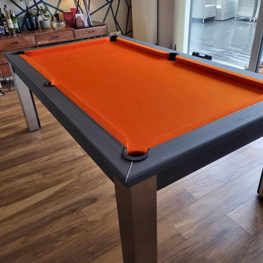 FMF Elixir Pool Dining Table | Metallic Graphite Grey | Elite Pro Orange Cloth