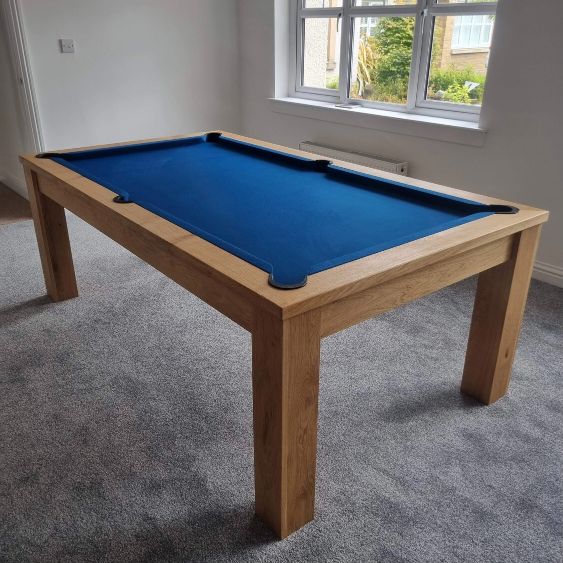 FMF Elixir Pool Dining Table | Natural Oak | Elite Pro Electric Blue Cloth