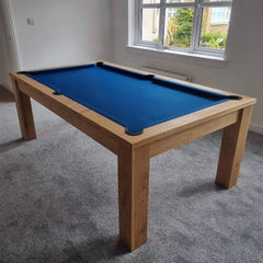 FMF Elixir Pool Dining Table | Natural Oak | Elite Pro Electric Blue Cloth