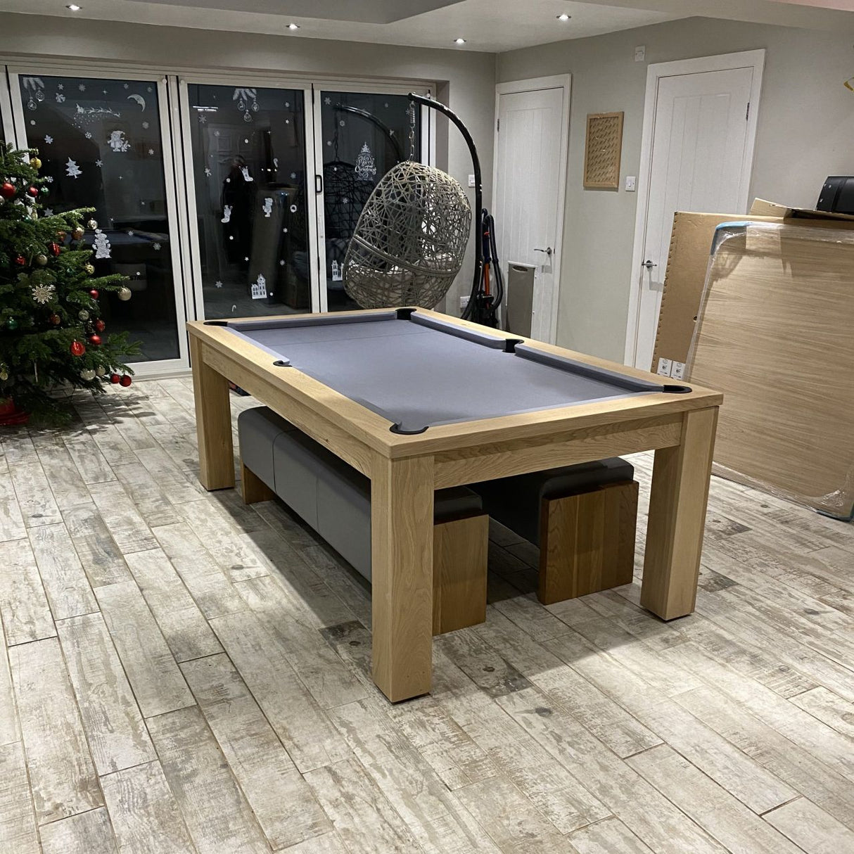 FMF Elixir Pool Dining Table | Natural Oak | Smart Silver Cloth
