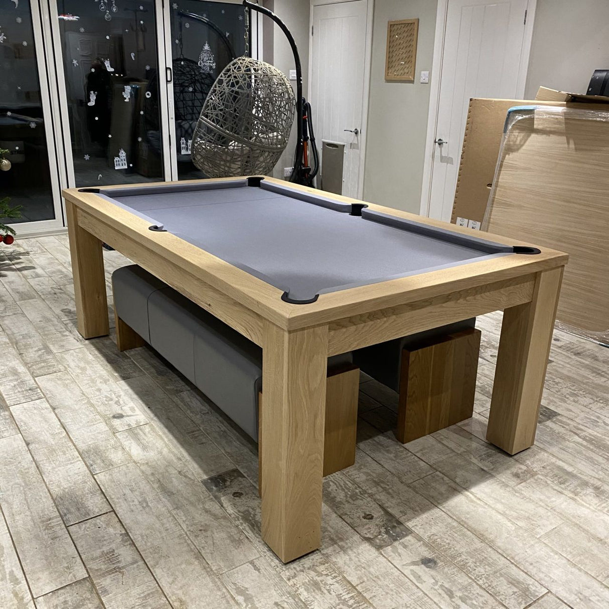 FMF Elixir Pool Dining Table | Natural Oak | Smart Silver Cloth