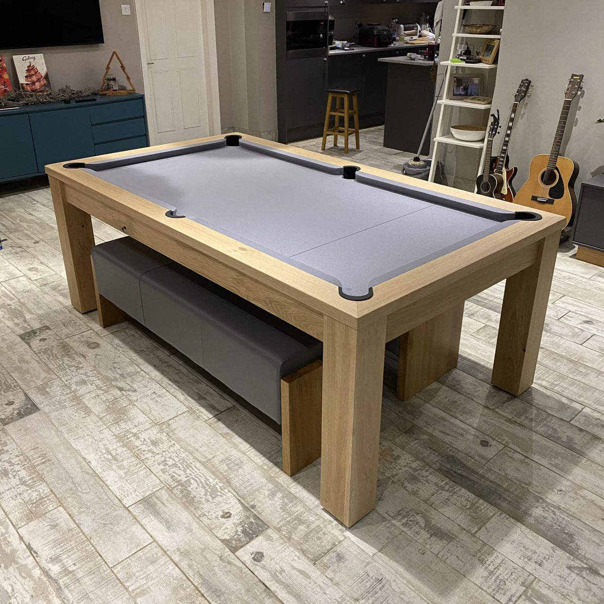 FMF Elixir Pool Dining Table | Natural Oak | Smart Silver Cloth