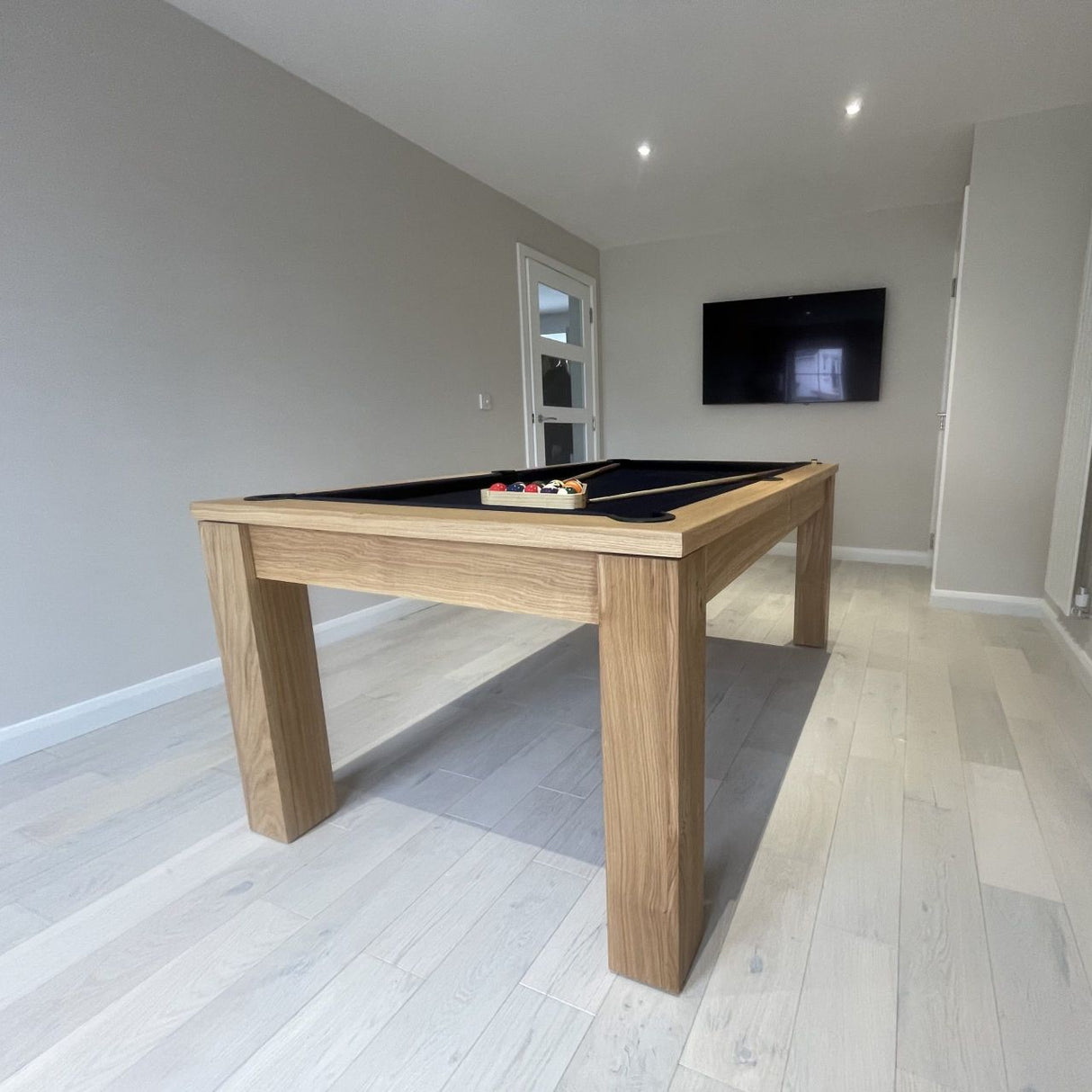 FMF Elixir Pool Dining Table | Natural Oak | Strachan 777 Black Cloth