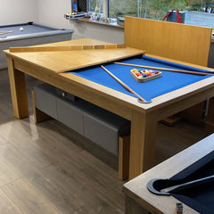 FMF Elixir Pool Dining Table | Natural Oak | Smart Royal Blue Cloth