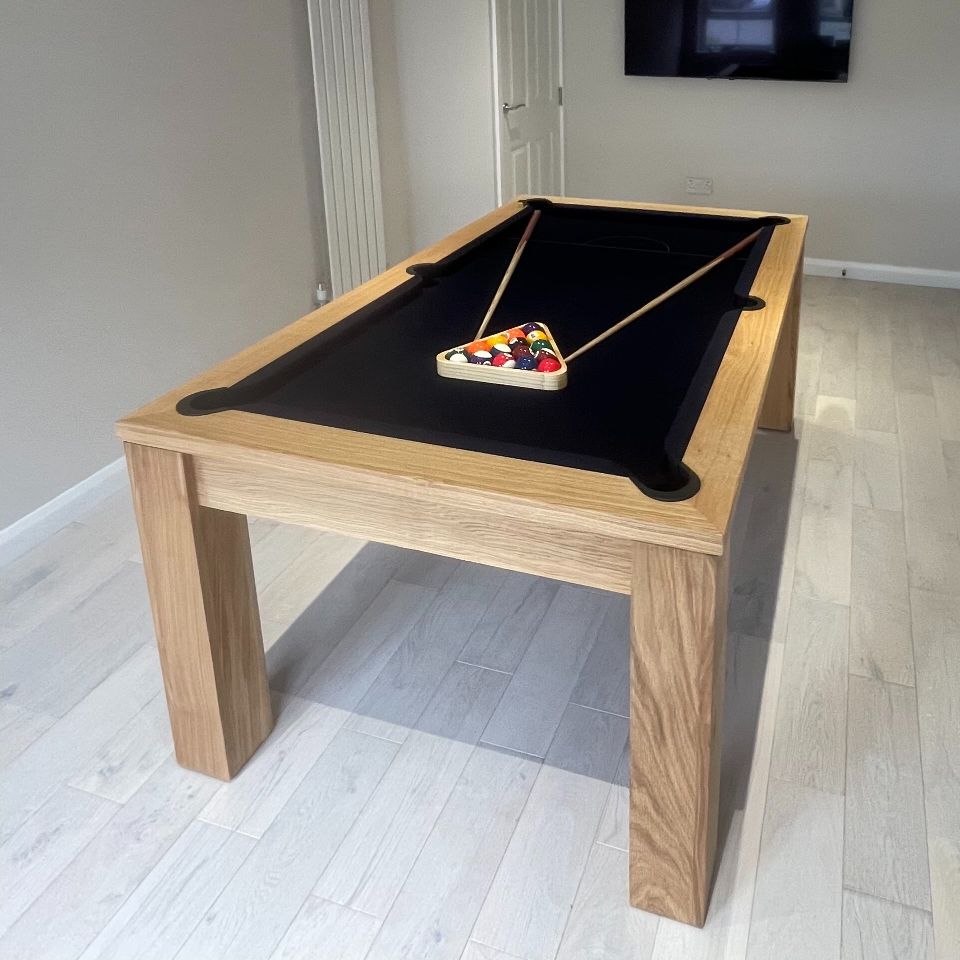 FMF Elixir Pool Dining Table | Natural Oak | Strachan 777 Black Cloth
