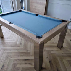 FMF Elixir Pool Dining Table | Nebraska Oak | Smart Powder Blue Cloth