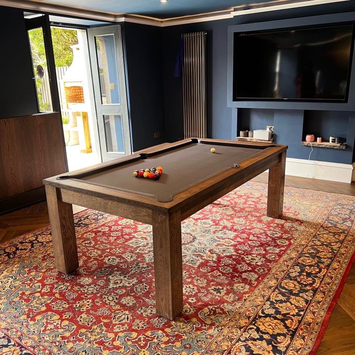 FMF Elixir Pool Dining Table | Rustic Black Oak | Smart Taupe Cloth